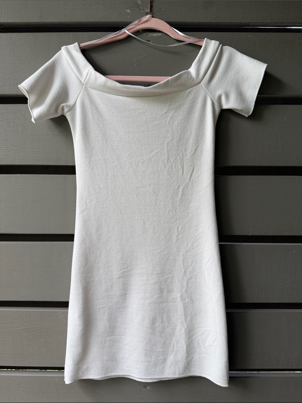Zara Ivory Off-Shoulder Knit Mini Dress - Picture 2 of 3